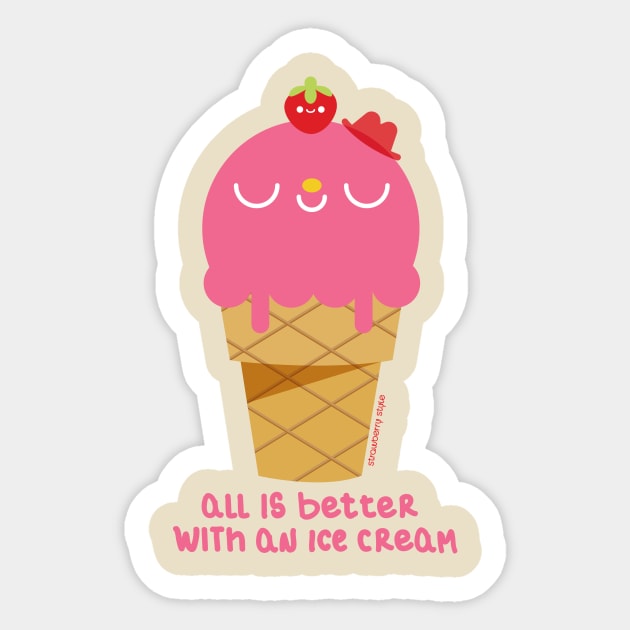 all is better with an ice cream Sticker by strawberrystyle